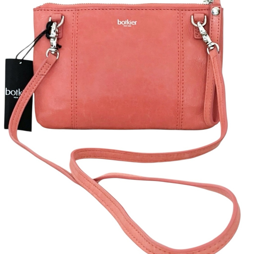 NWT BOTKIER Leather Logan Crossbody Bag/Wristlet Clutch - Grapefruit